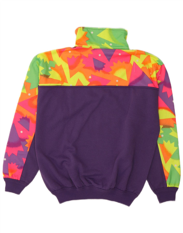 Hanorac vintage pentru bărbați, cu fermoar, cu gât, pulover, violet mediu, geometric