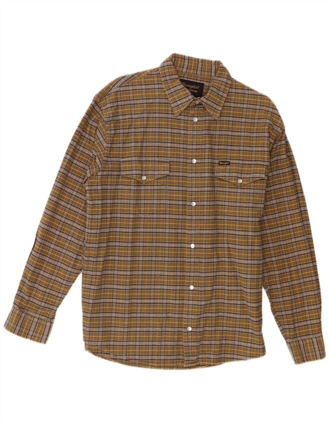 Cămașă de flanel pentru bărbați Wrangler, bumbac cu carouri mari, kaki