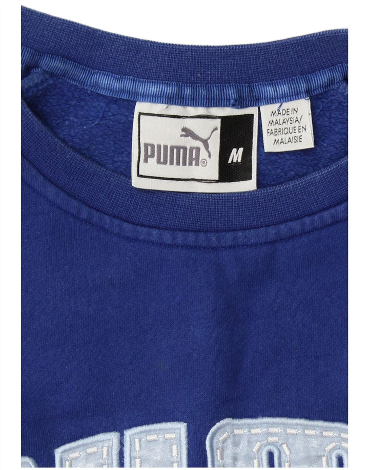 Pulover supradimensionat cu grafic PUMA pentru femei UK 14 Bumbac albastru mediu