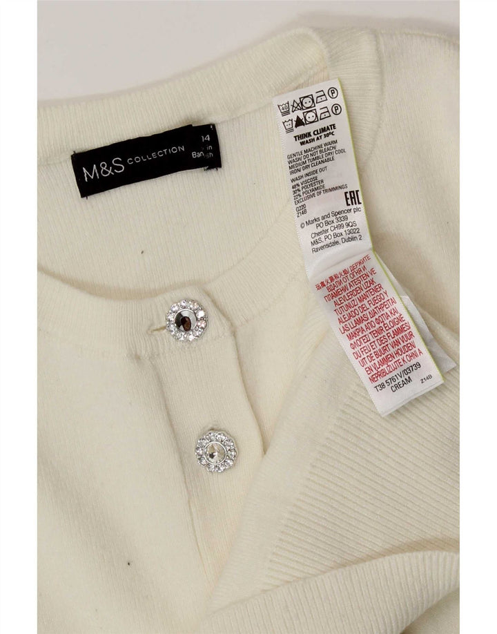 Marks & Spencer Pulover Crop Cardigan pentru femei UK 14 Medium Off White Viscose