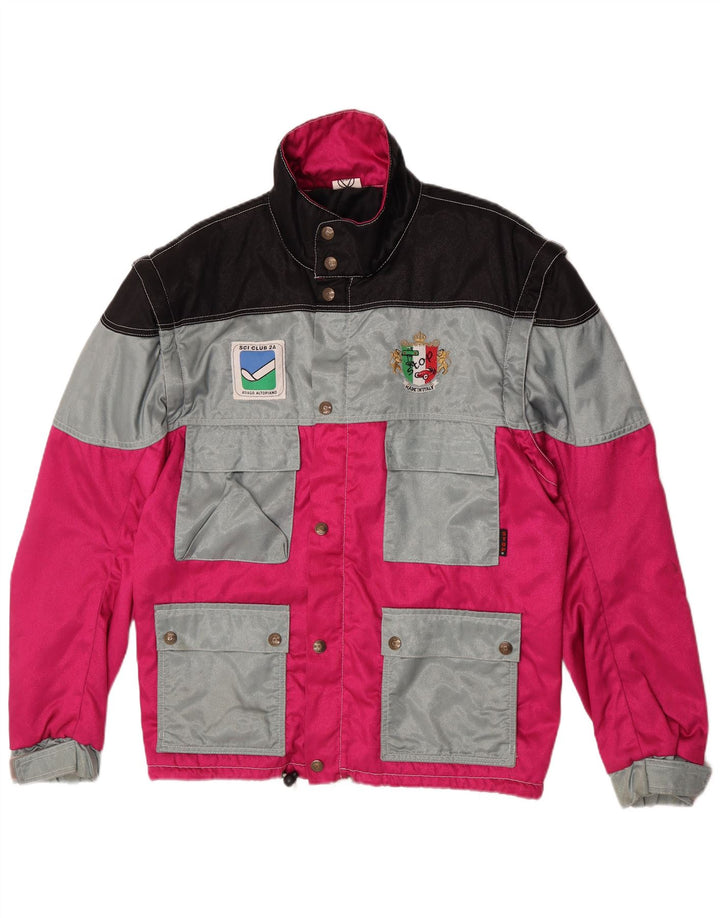 Jachetă vintage pentru bărbați UK 42 XL roz din poliamidă color bloc