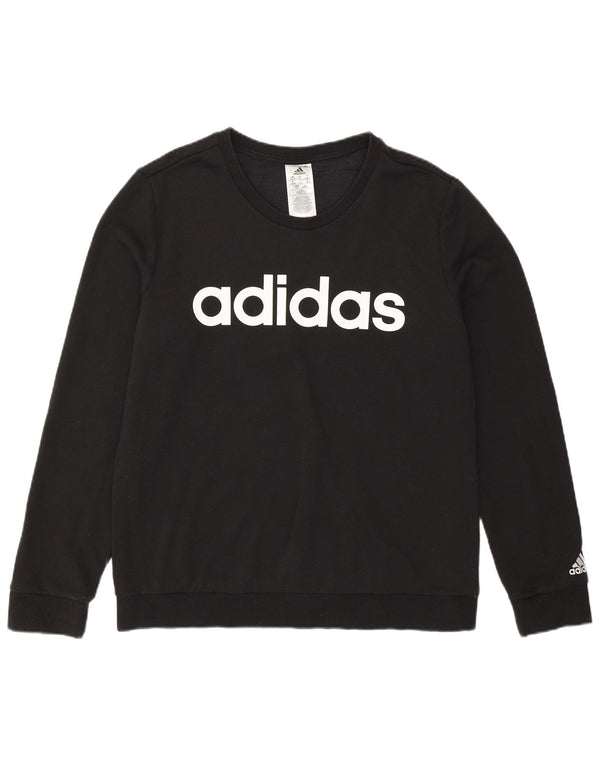 Pulover de hanorac grafic Adidas pentru femei UK 16/18, mare, negru, bumbac
