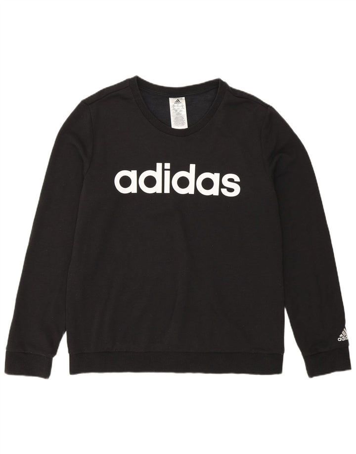 Pulover de hanorac grafic Adidas pentru femei UK 16/18, mare, negru, bumbac