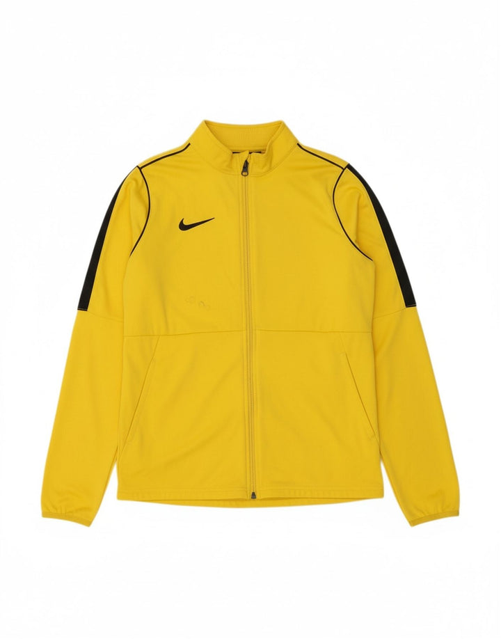 NIKE Boys Dri Fit Tracksuit Top Jacket 13-14 Years XL Yellow Polyester