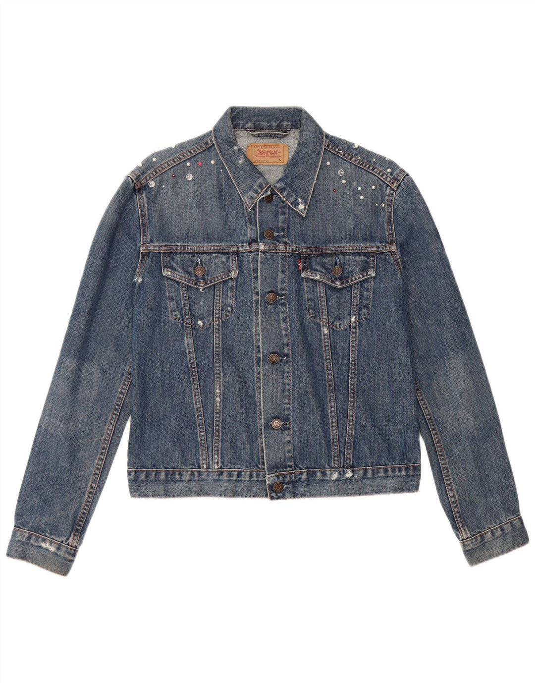 Jachetă de blugi pentru fete LEVI'S 11-12 ani, mare, albastru, bumbac