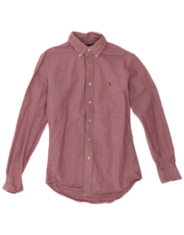 Cămașă pentru bărbați Ralph Lauren slim fit, bumbac mediu burgundy