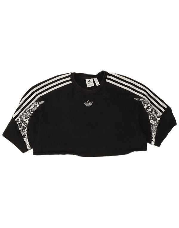 Tricou Adidas Crop Oversized Top UK 10 Small Black Animal Print