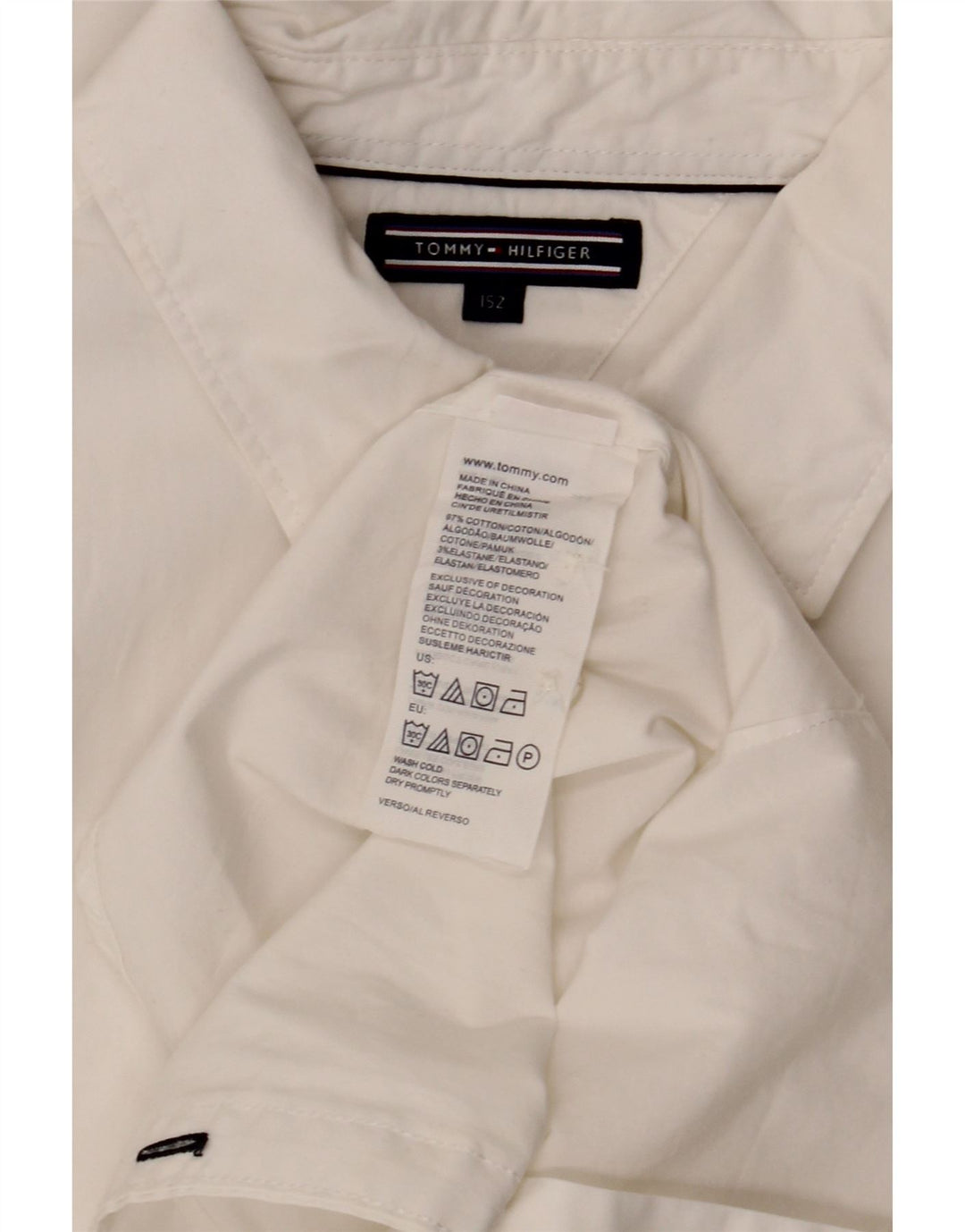 Cămașă Tommy Hilfiger pentru băieți 11-12 ani, bumbac alb