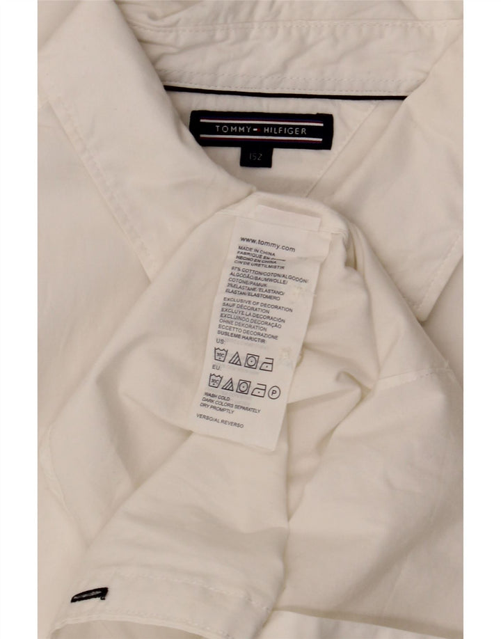 Cămașă Tommy Hilfiger pentru băieți 11-12 ani, bumbac alb