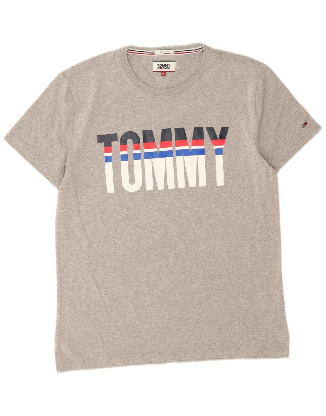 Tricou grafic Tommy Hilfiger pentru bărbați, cu croială normală, din bumbac, gri mediu