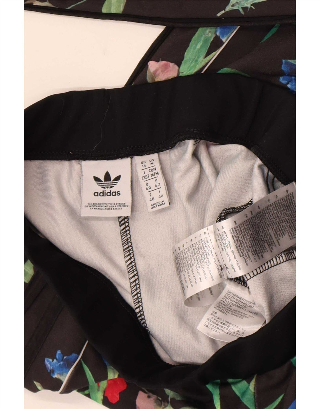 Leggings pentru femei Adidas UK 14 Medium Black Floral Poliester