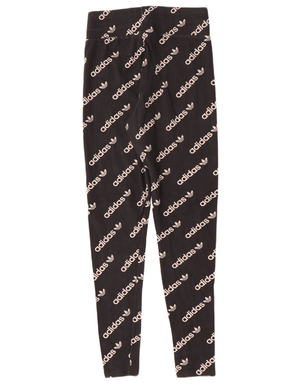 Leggings grafic Adidas pentru femei UK 12, bumbac mediu negru