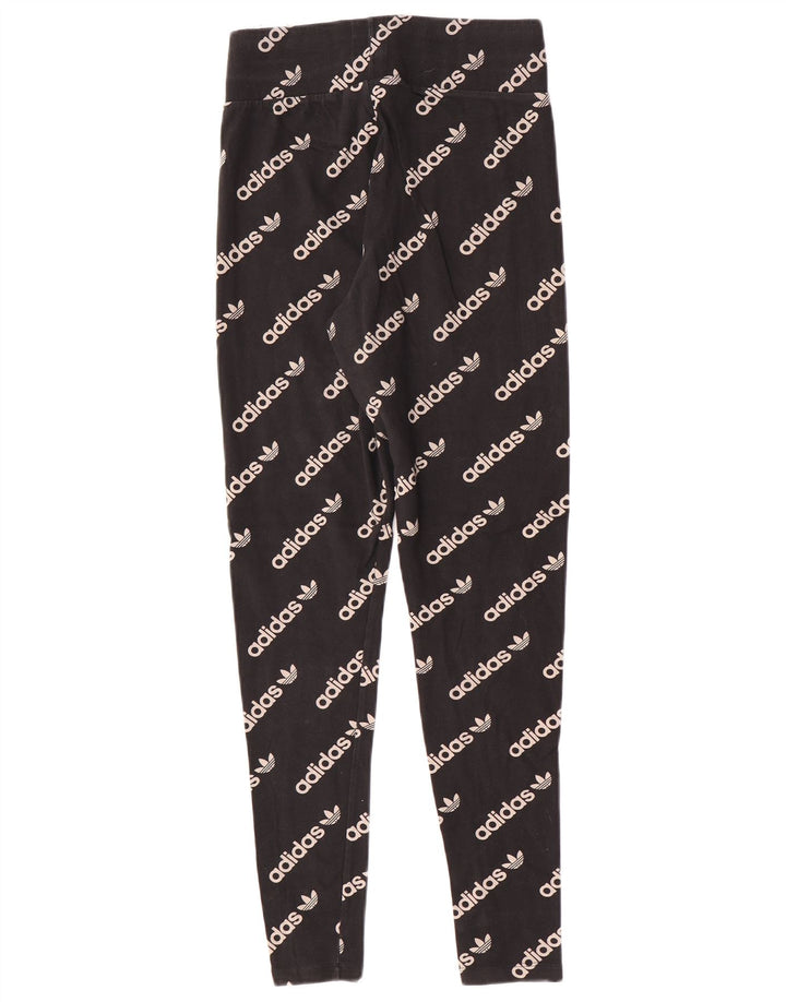 Leggings grafic Adidas pentru femei UK 12, bumbac mediu negru