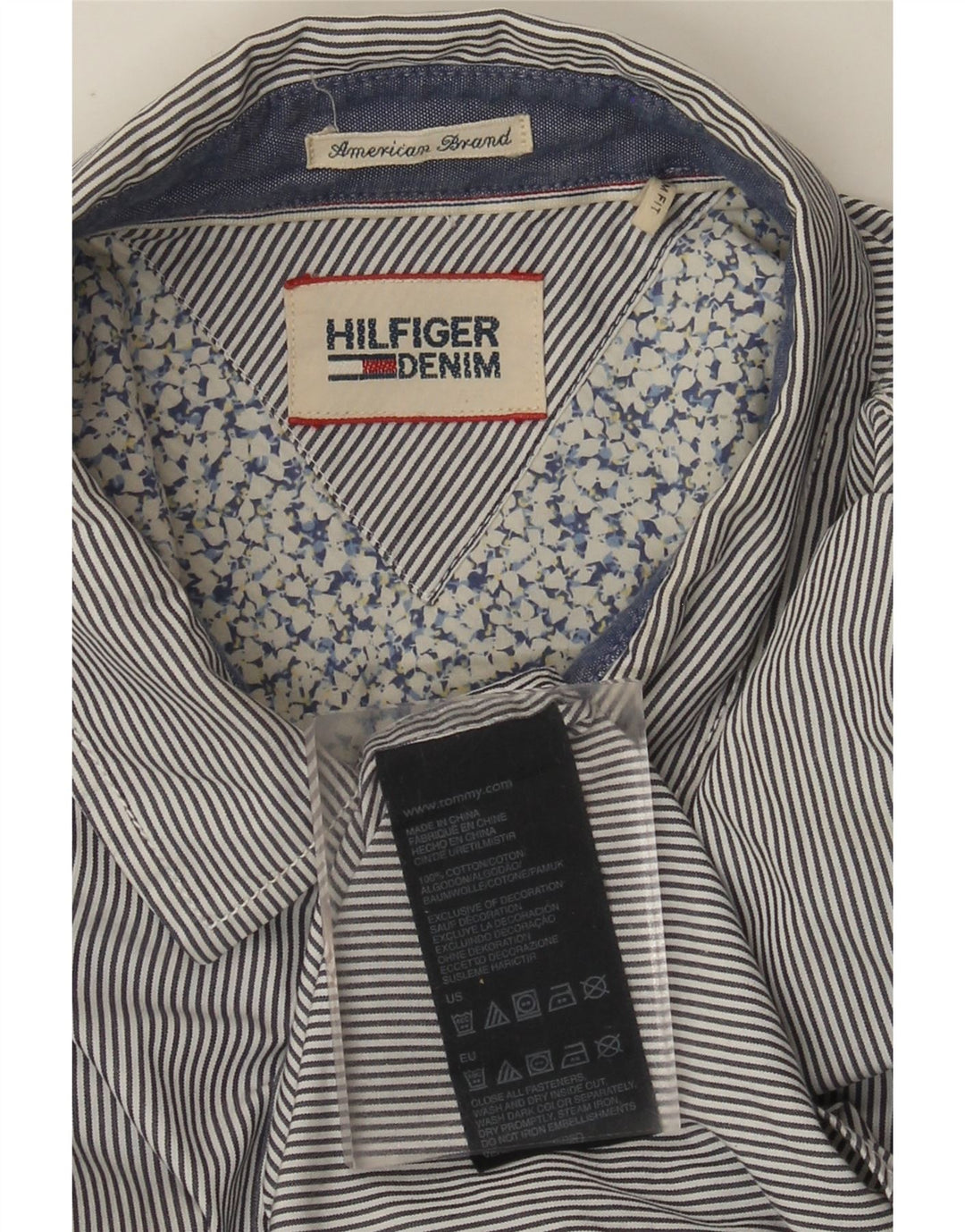 Cămașă pentru bărbați Tommy Hilfiger Slim Fit, bumbac cu dungi gri mediu