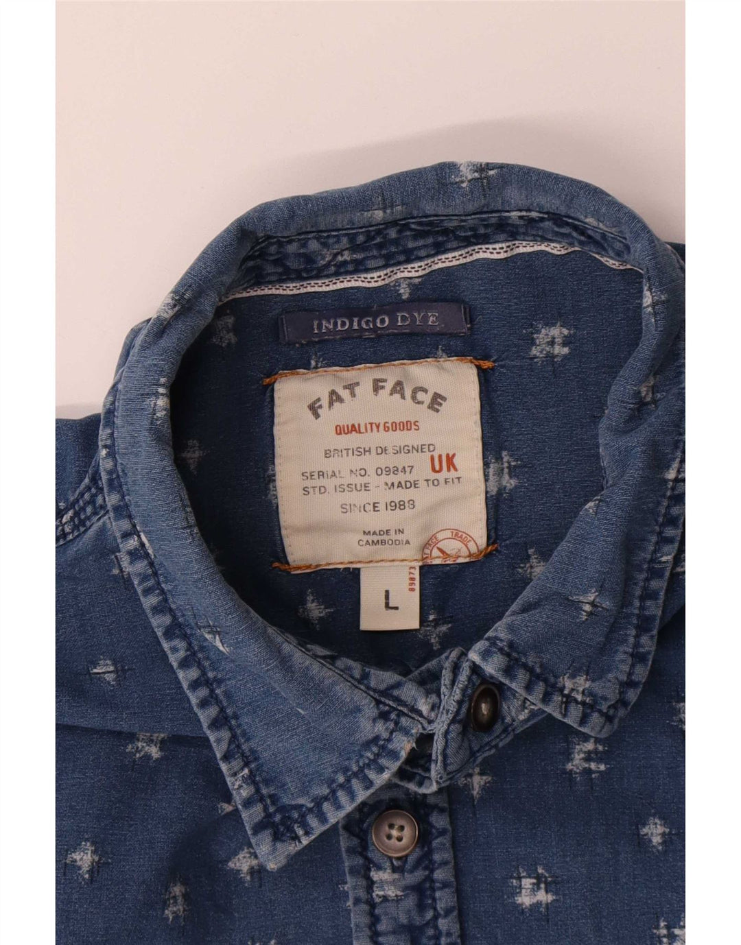 Cămașă Fat Face pentru bărbați cu vopsea indigo cu model abstract, mare, albastru, bumbac