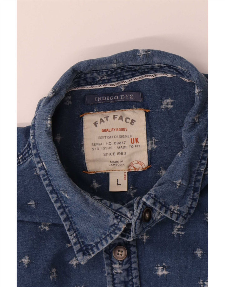 Cămașă Fat Face pentru bărbați cu vopsea indigo cu model abstract, mare, albastru, bumbac