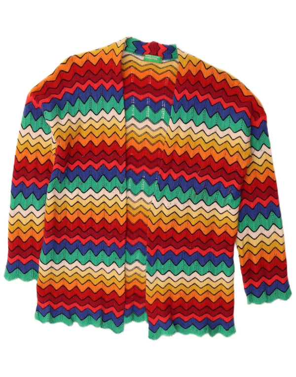 Pulover cardigan deschis pentru femei Benetton UK 16, mare, multicolor, chevron
