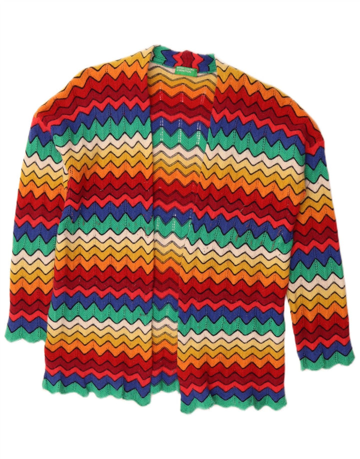 Pulover cardigan deschis pentru femei Benetton UK 16, mare, multicolor, chevron
