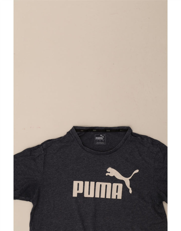 PUMA Mens Graphic T-Shirt Top Small Navy Blue Flecked Vintage Puma and Second-Hand Puma from Messina Hembry 