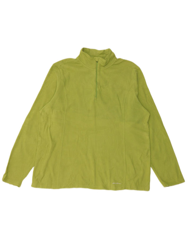 EDDIE BAUER Pulover pentru femeie cu fermoar și gât din lână UK 20 2XL Poliester verde