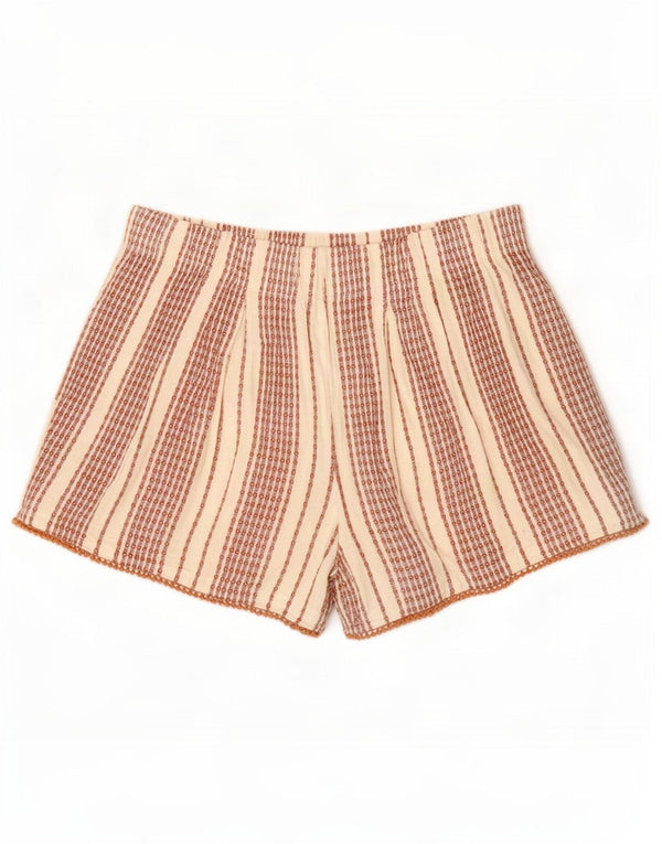 Marks & Spencer Pantaloni scurți casual pentru femei UK 14 Medium W32 White Striped Viscose