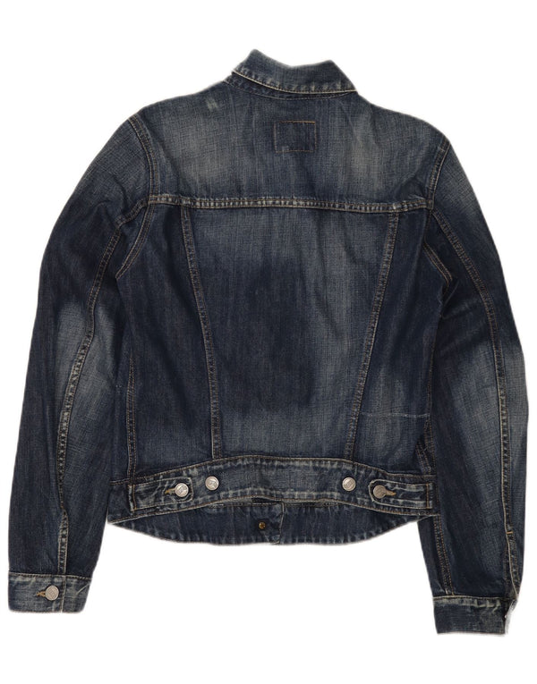Gas Womens Denim Jacket UK 12 Medium Navy Blue Cotton