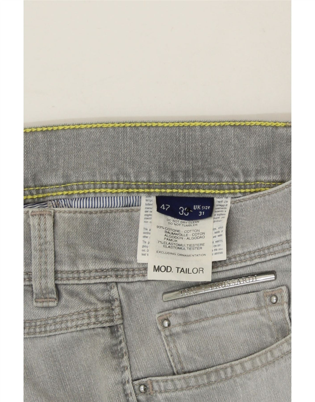 TRUSSARDI Womens Straight Jeans W31 L28 Grey Cotton Vintage Trussardi and Second-Hand Trussardi from Messina Hembry 