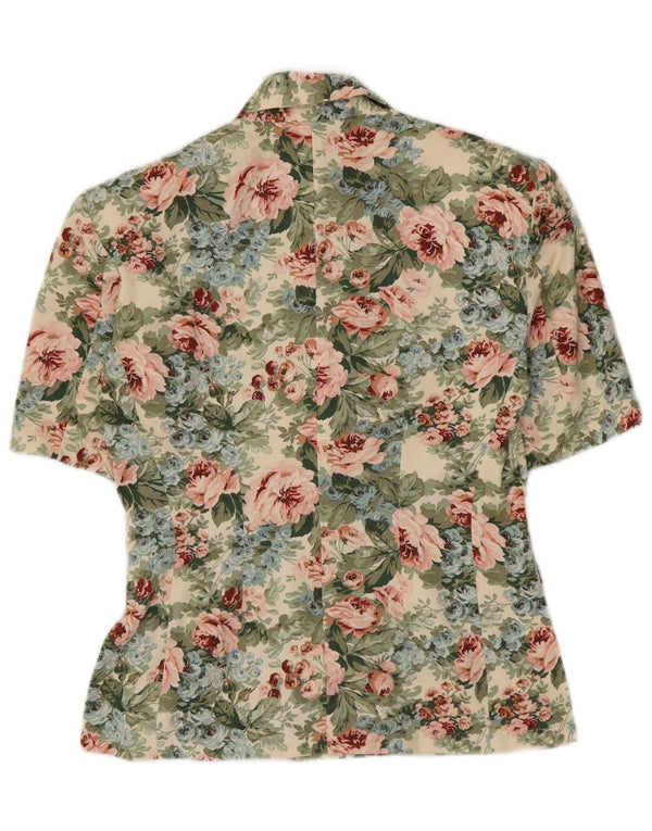 Cardigan vintage cu mânecă scurtă pentru femei UK 10 Small Green Floral