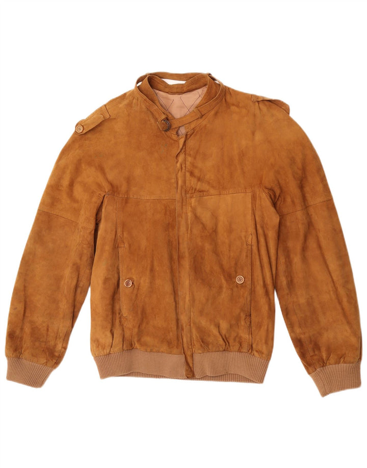 Bomber vintage pentru bărbați din piele intoarsa IT 50 mare din piele bej