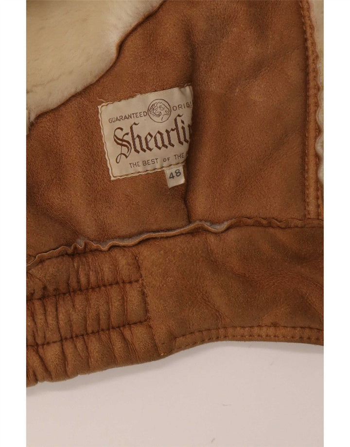 Jachetă vintage pentru bărbați din shearling IT 48 Bej mediu