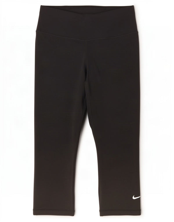 Nike Womens Dri Fit Capri Leggings UK 8 Small Black Polyester