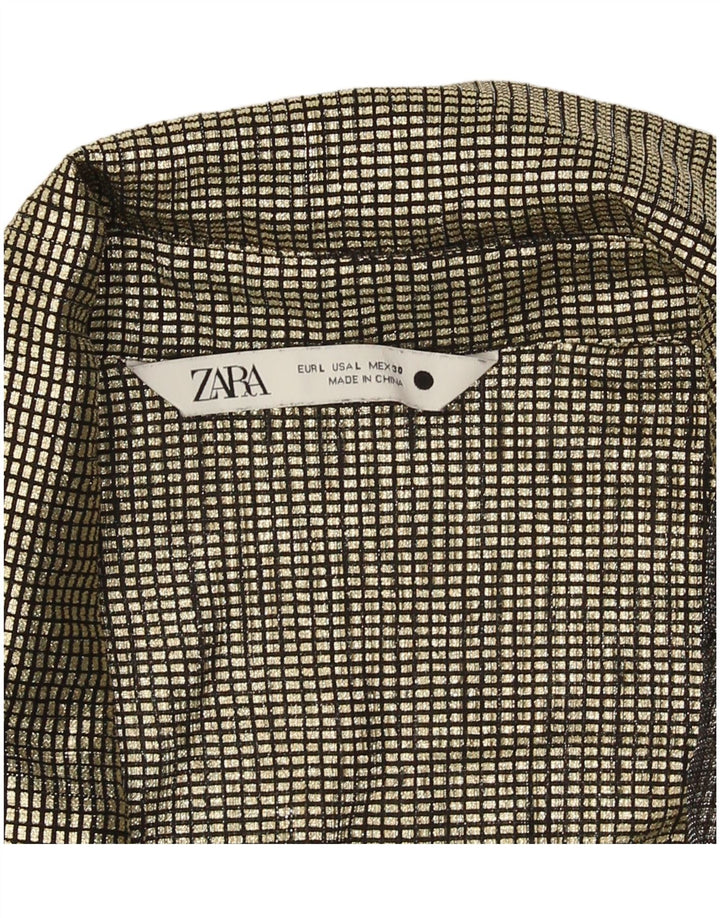 Bluză Cămașă pentru Damă Zara UK 14 Large Gold Gingham