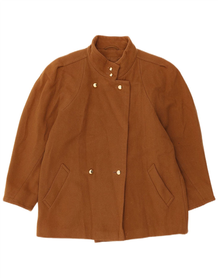 Jachetă St Michael pentru femei la dublu piept UK 14, lână mare, bej