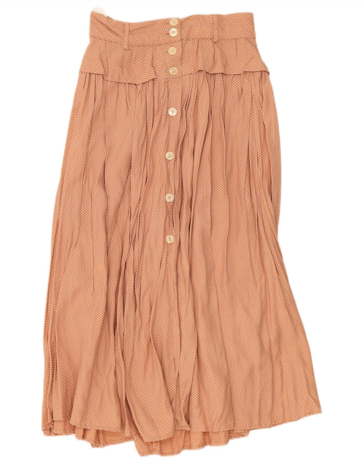 Fusta midi plisată Vintage pentru femei W28 Medium Brown Spotted