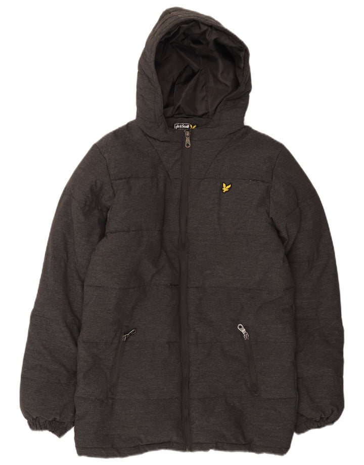 Jachetă căptușită cu glugă Lyle & Scott pentru băieți 14-15 ani, nailon gri