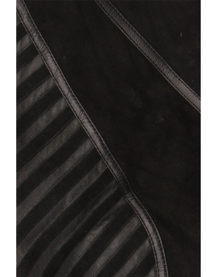 Jachetă din shearling vintage pentru femei UK 18 XL, piele cu dungi negre