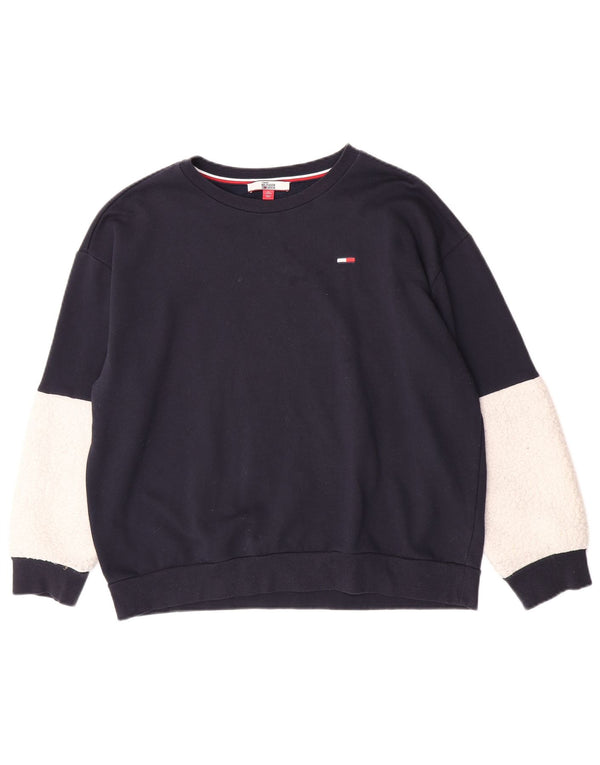Hanorac pentru femei Tommy Hilfiger Pulover XL bleumarin din bumbac color bloc