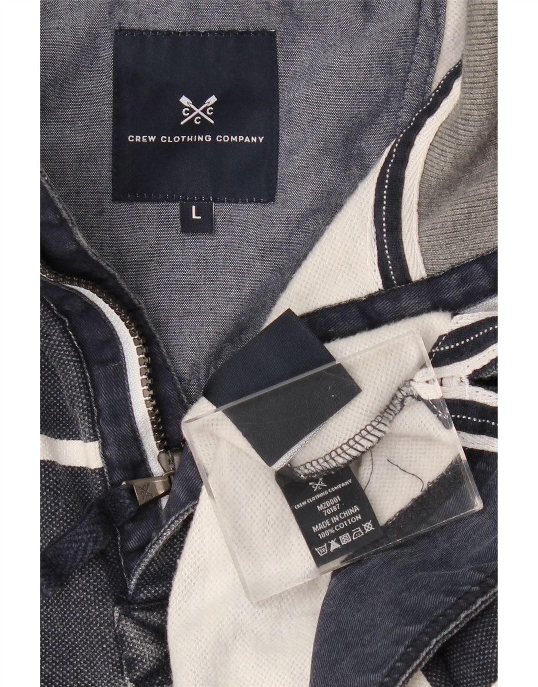 CREW CLOTHING Hanorac pentru bărbați, cu fermoar și gât. Pulover mare, bleumarin, în dungi