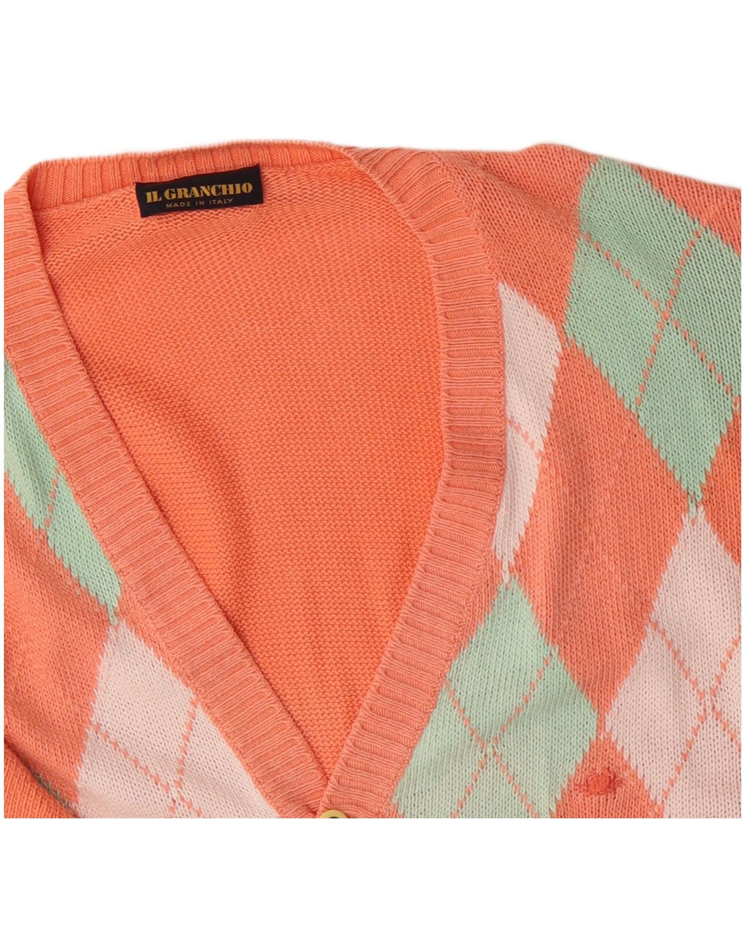 Pulover cardigan pentru bărbați IL GRANCHIO mare portocaliu Argyle/Diamond