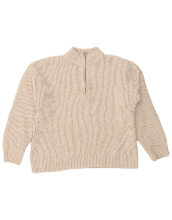 Pulover pentru femei Marks & Spencer, cu fermoar, cu gât, UK 14, mare, alb