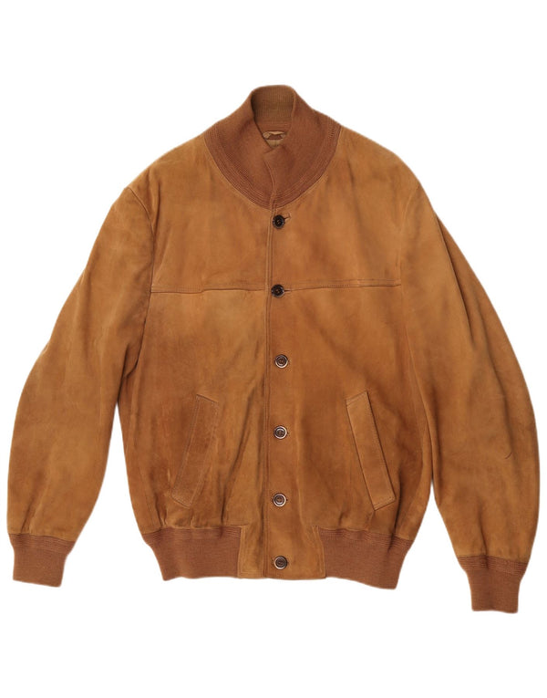 Bomber Vintage pentru bărbați din piele intoarsa UK 38 Medium Brown Leather