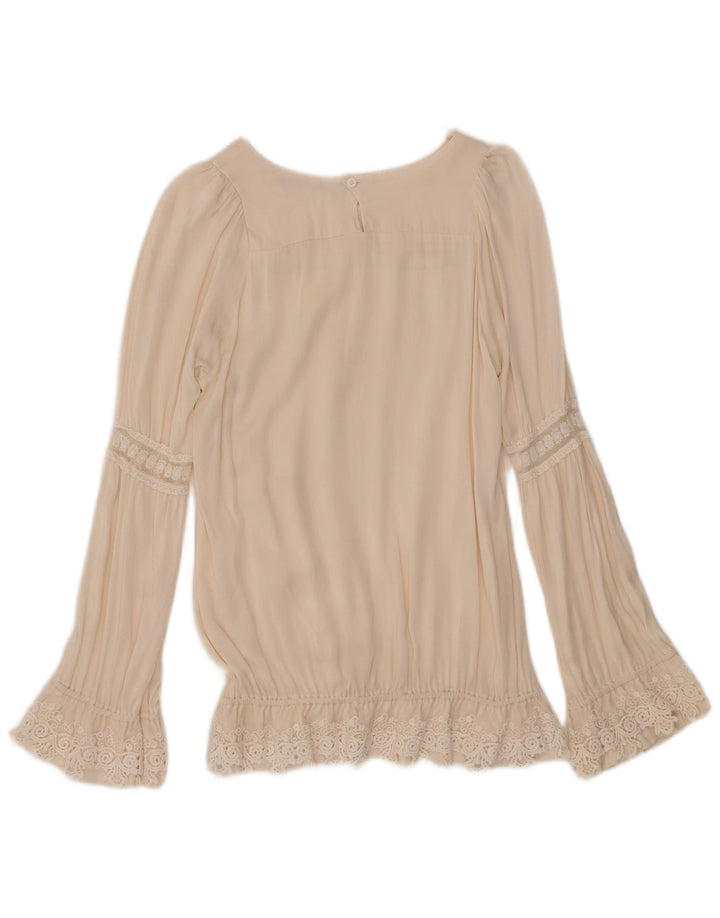 Bluză vintage cu mânecă lungă pentru femei Top IT 40 Small Off White