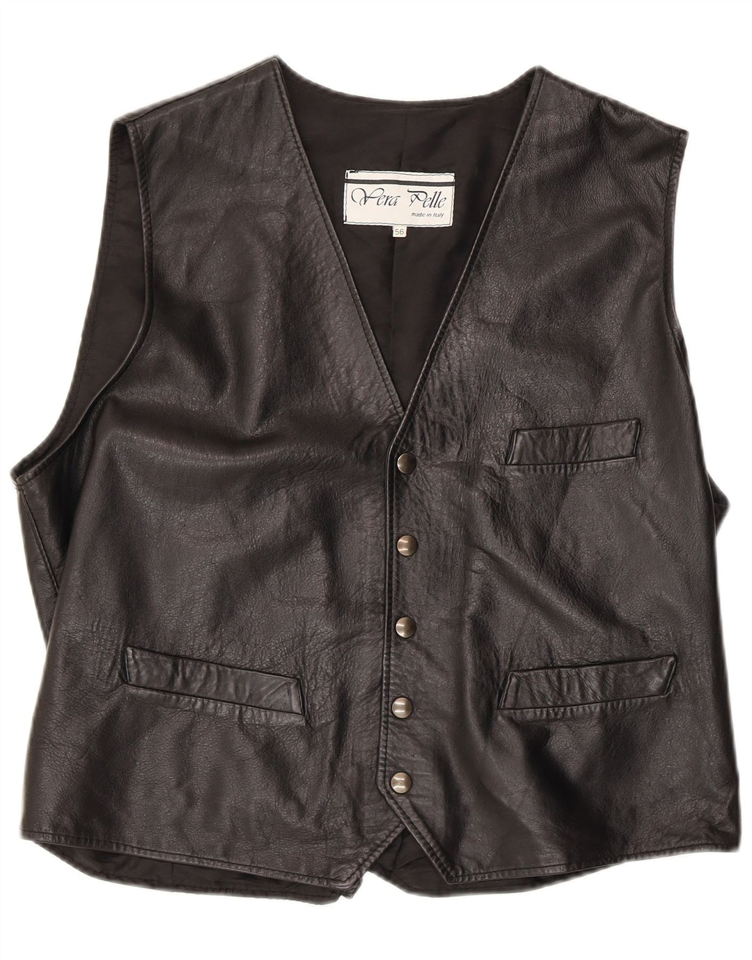 Vestă din piele vintage pentru bărbați 3XL din piele neagră