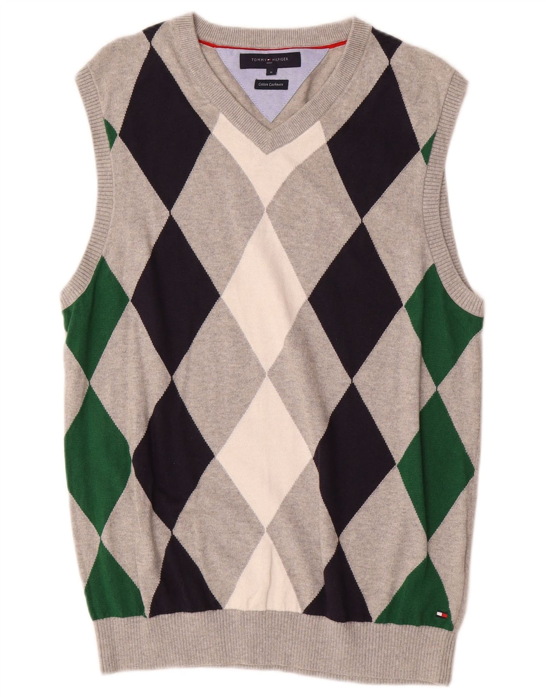 TOMMY HILFIGER Vestă pentru bărbați Tank Top Gri mediu Bumbac Argyle/Diamond