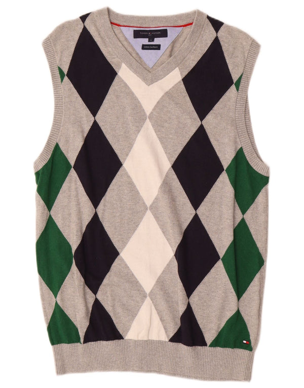 TOMMY HILFIGER Vestă pentru bărbați Tank Top Gri mediu Bumbac Argyle/Diamond