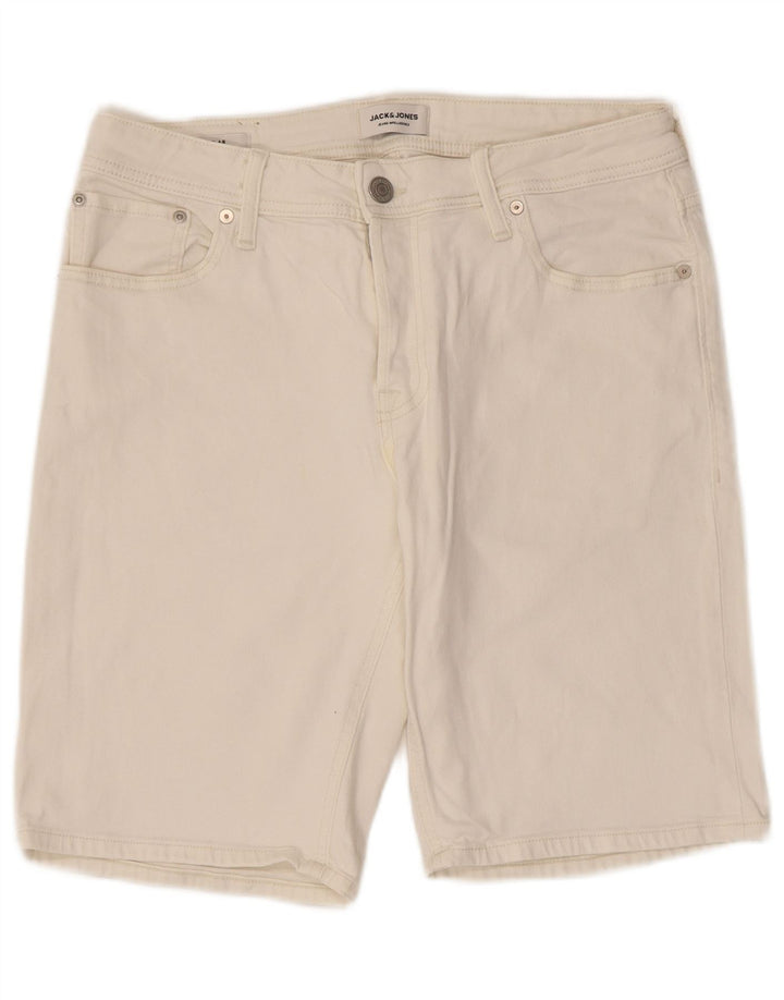 JACK & JONES Pantaloni scurți din denim, de culoare obișnuită, pentru bărbați, W32, bumbac alb