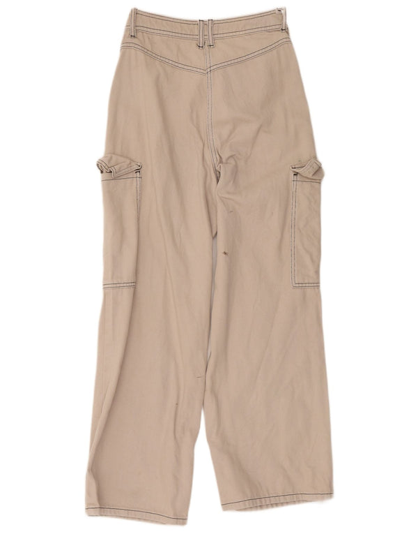 Topshop Pantaloni cargo largi cu talie înaltă pentru femei UK 8 Mici W28 L26 Bej