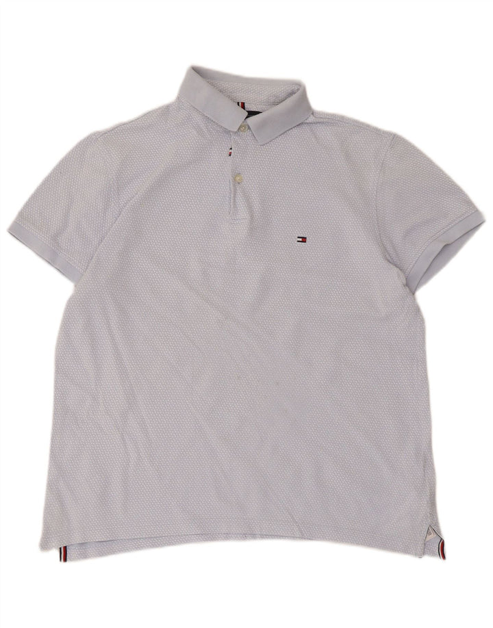 Tricou polo Tommy Hilfiger pentru bărbați, bumbac cu pete albastru mediu