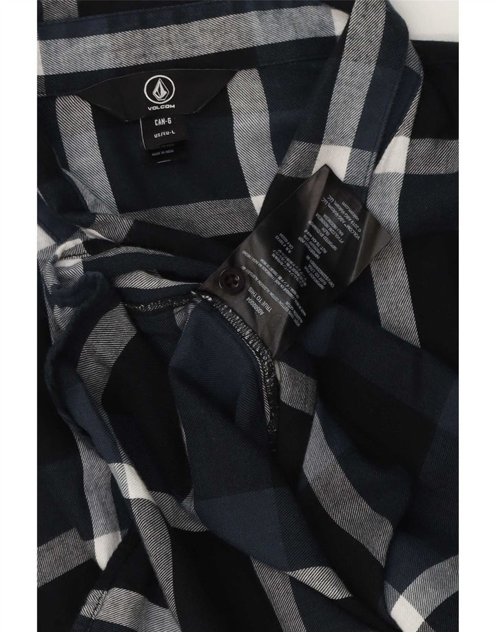 Cămașă de flanel pentru bărbați Volcom, mare, din bumbac cu carouri bleumarin