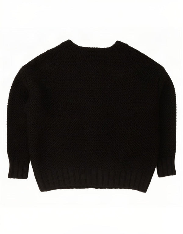 Zara Womens Oversized Boat Neck Jumper Sweater UK 10 Small Black Acrylic